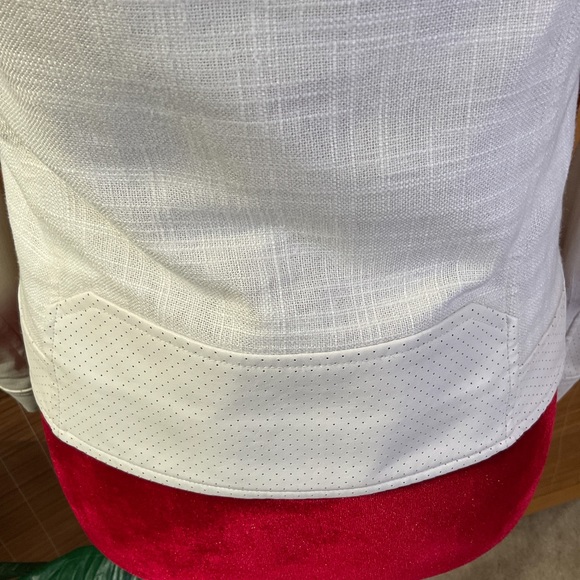 NYDJ Faux Leather Linen Moto Jacket Off White XS - Picture 8 of 15